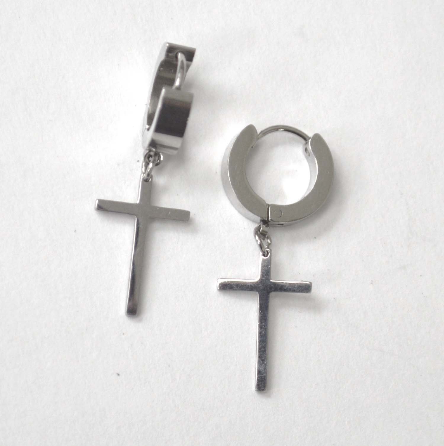 Dangling Cross Huggies Stainless Steel 83-626S-7