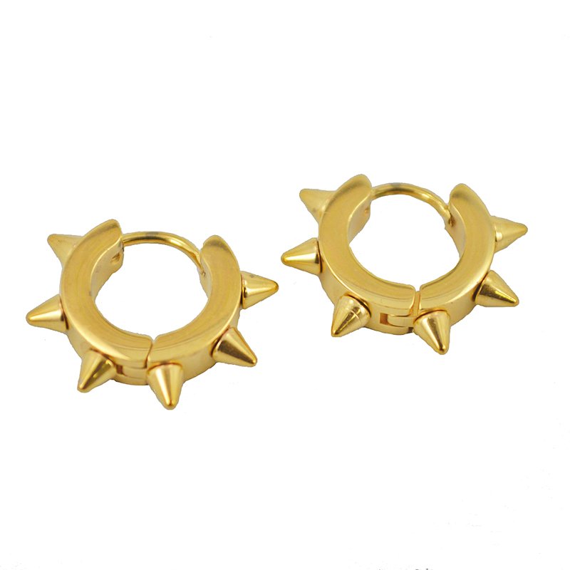GOLD SPIKE HUGGIE EARRINGS 83-422G