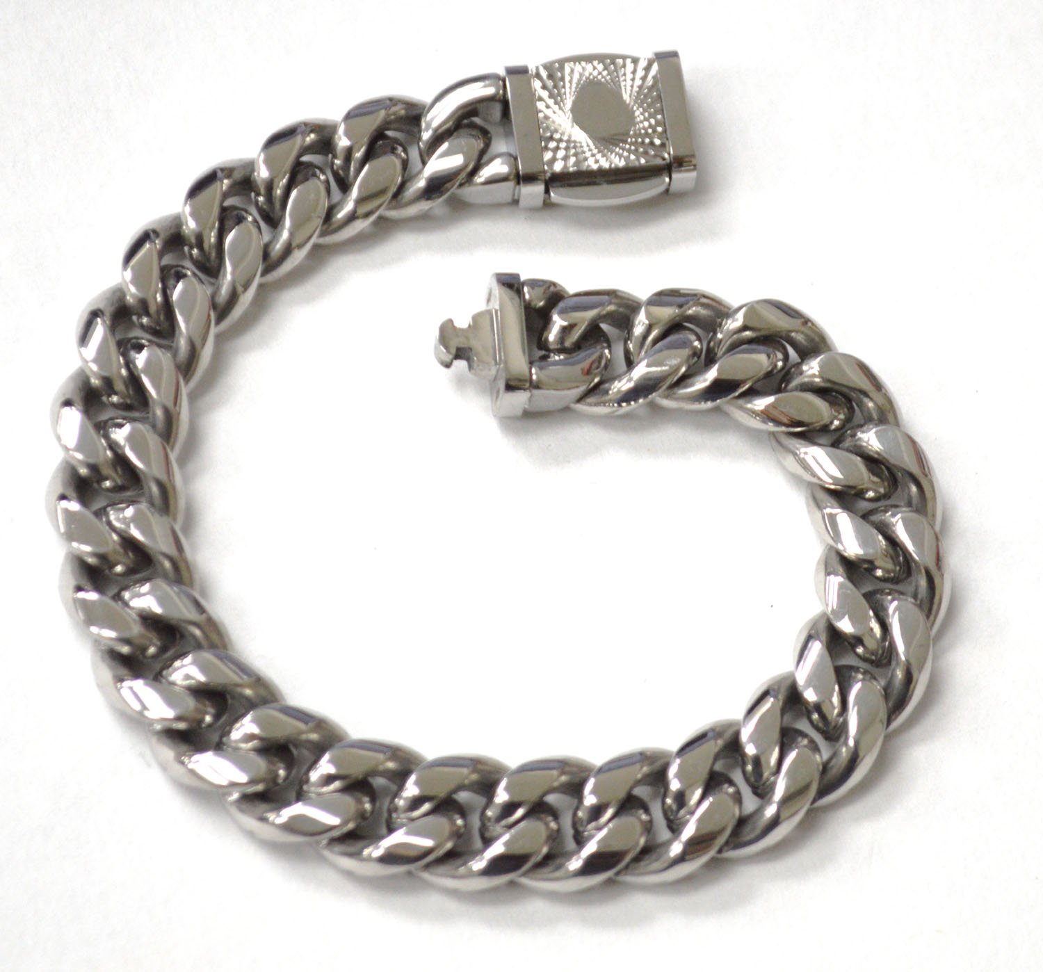 12mm Cuban Stainless Steel with Fancy Lock 84-1867S-12-4