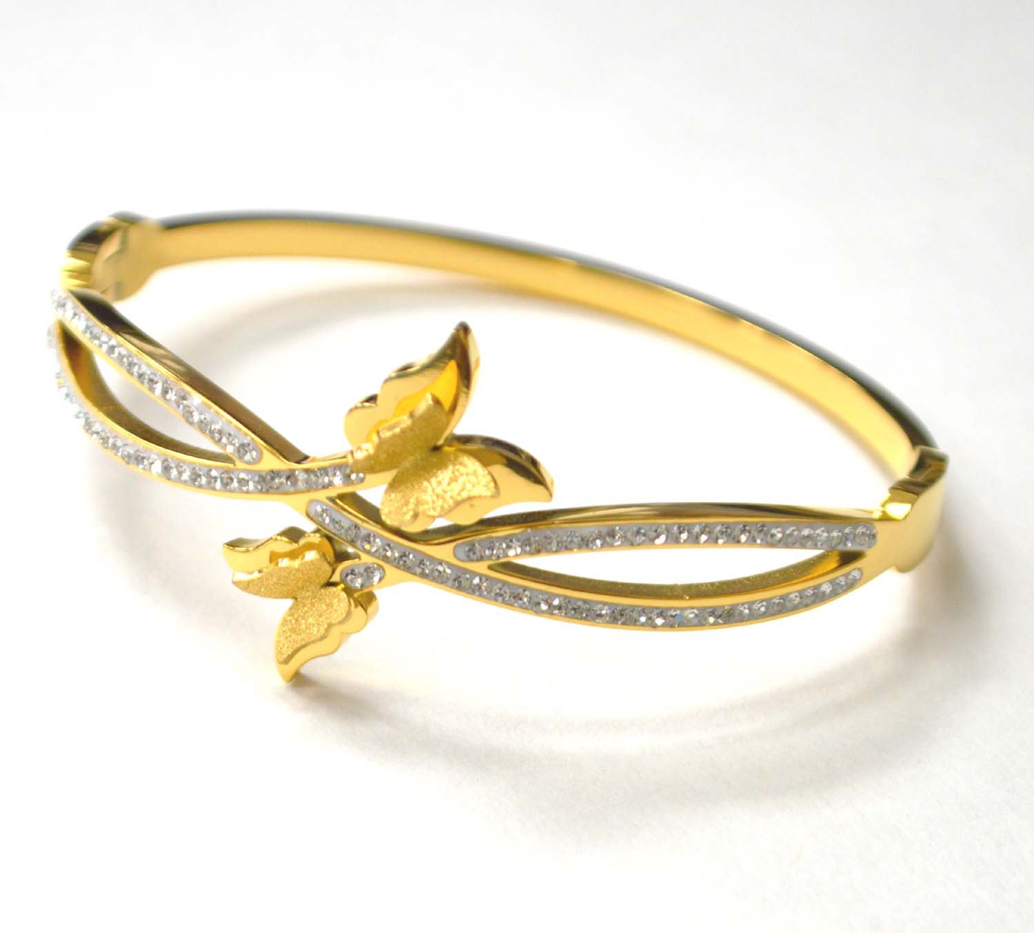 Butterfly Gold IP Plated Bangle 84-1878G