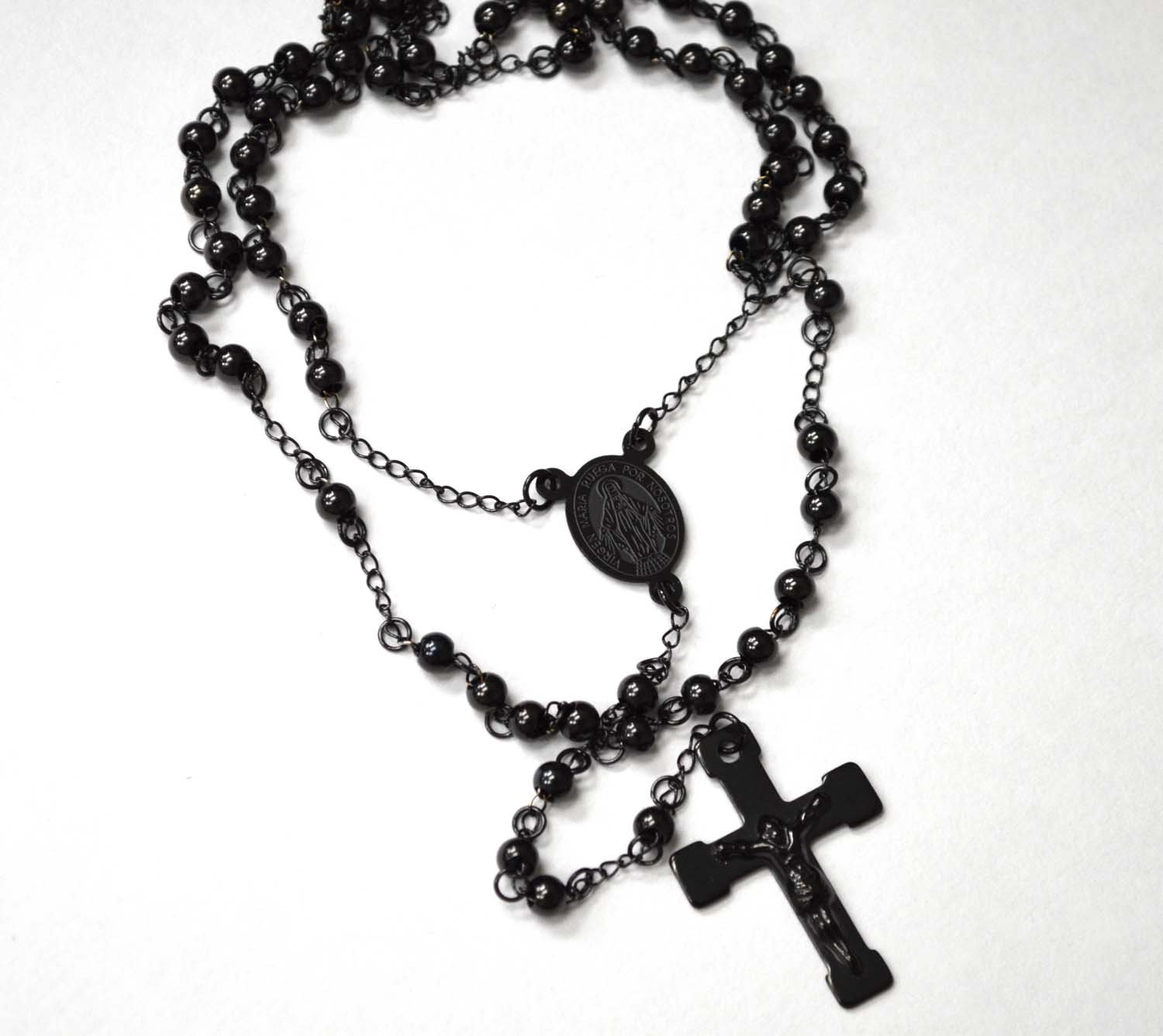 5mm Black Plated Rosary 87-29B