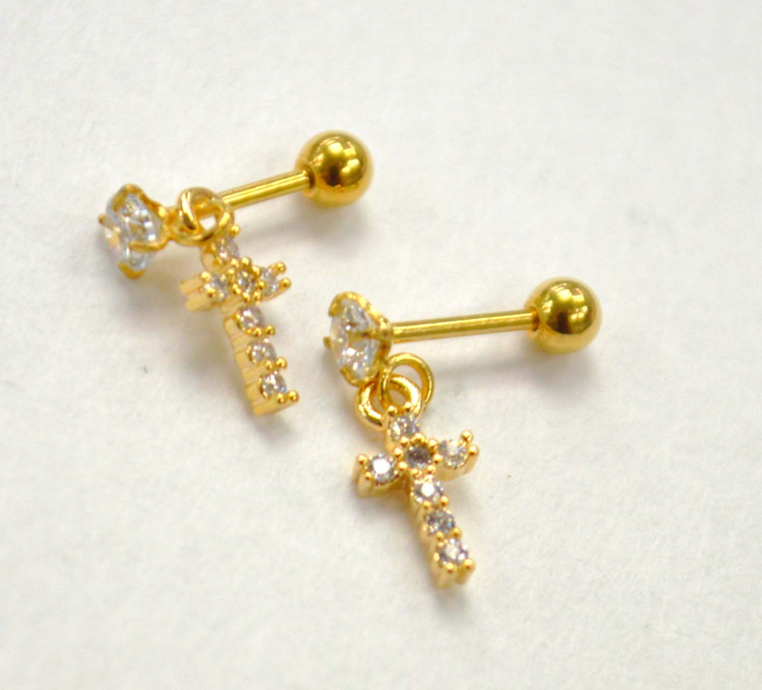 Screw Back Ball Gold IP Plated Earrings 83-792G