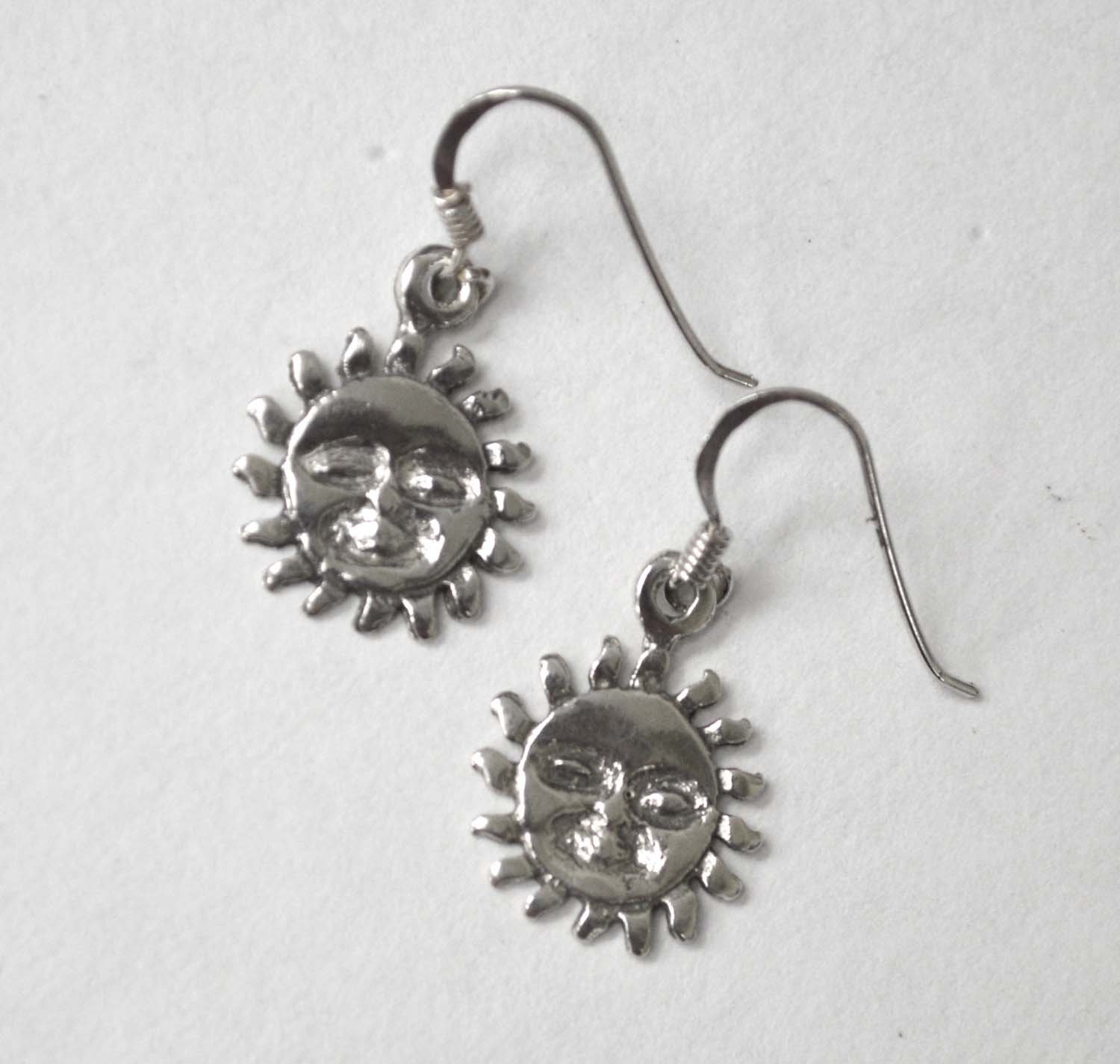 Sun Face Sterling Silver Earrings 53-5287