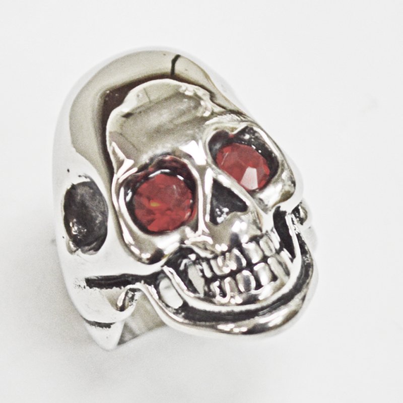 Skull with Red Eye Stainless Steel Ring