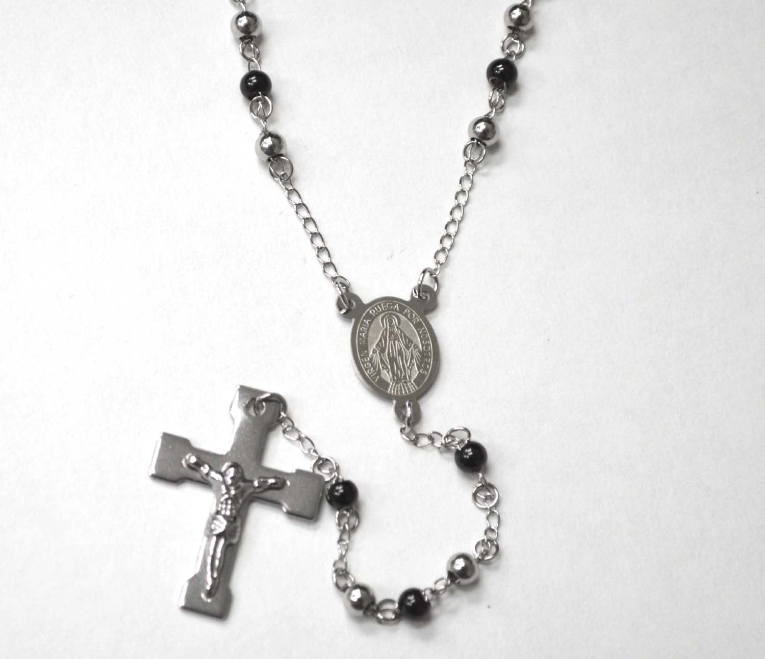 5mm 2 Tone Black Plated Rosary 87-29-2TB