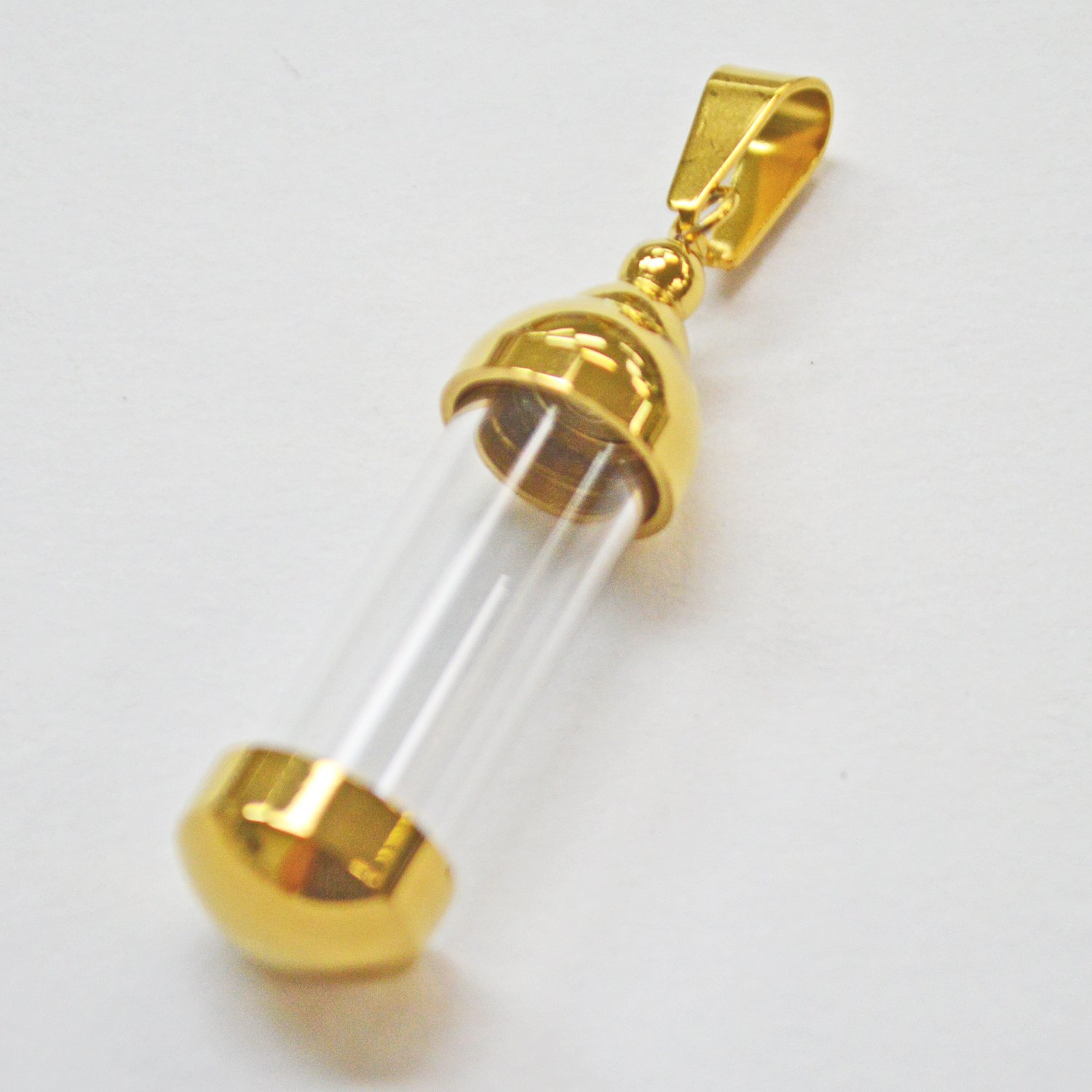 See Through Glass Gold IP Plated Canister Pendant 86-2211G