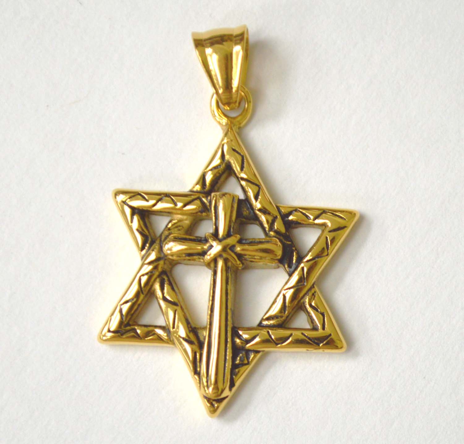 Star of David Cross Gold Plated Pendant 86-2462G