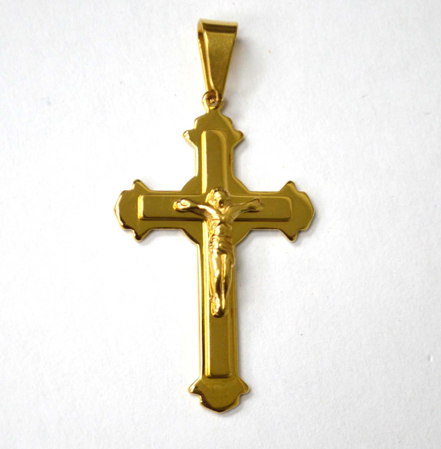 Crucifix Cross Gold IP Plated Pendant 86-2539G