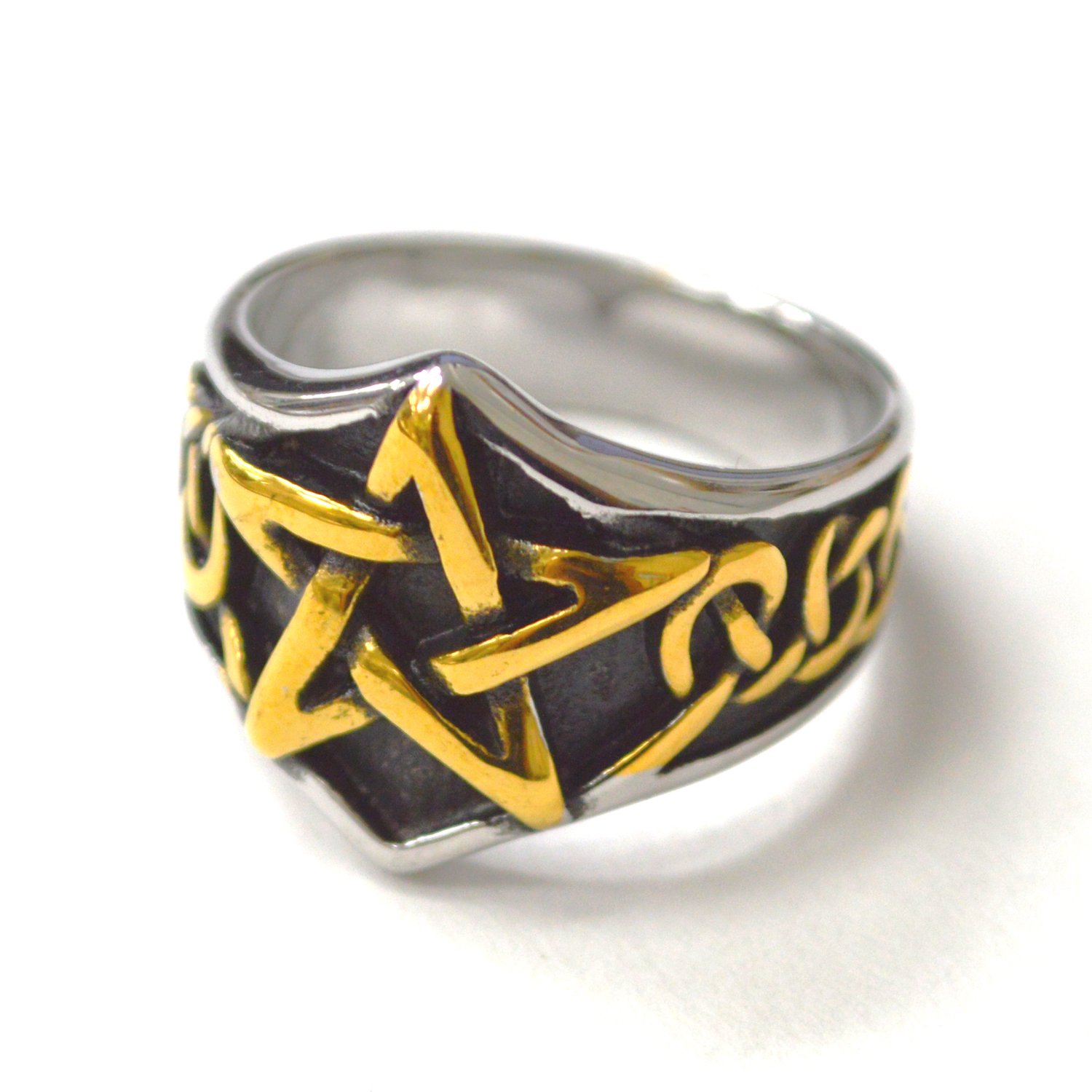 Celtic Star 2 Tone Gold Plated Ring 81-1664G