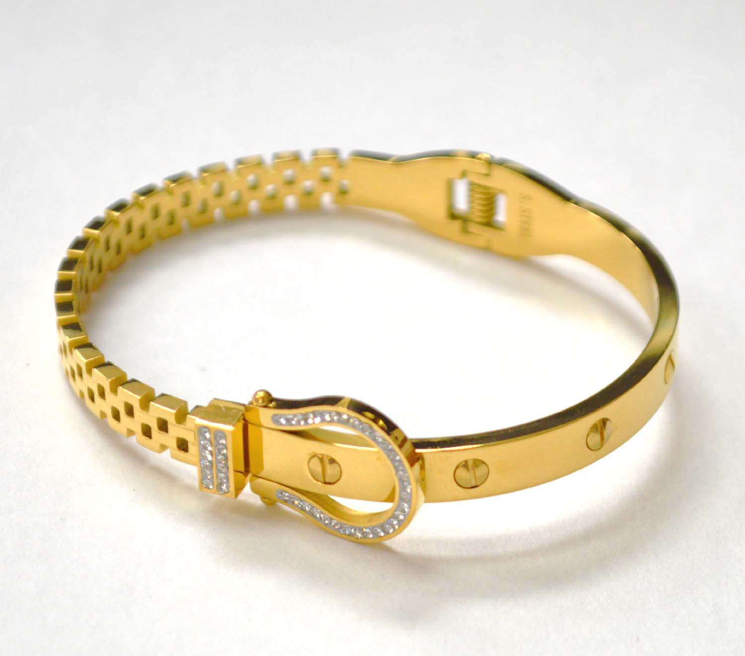 Belt Gold IP Plated Bangle 84-1847G