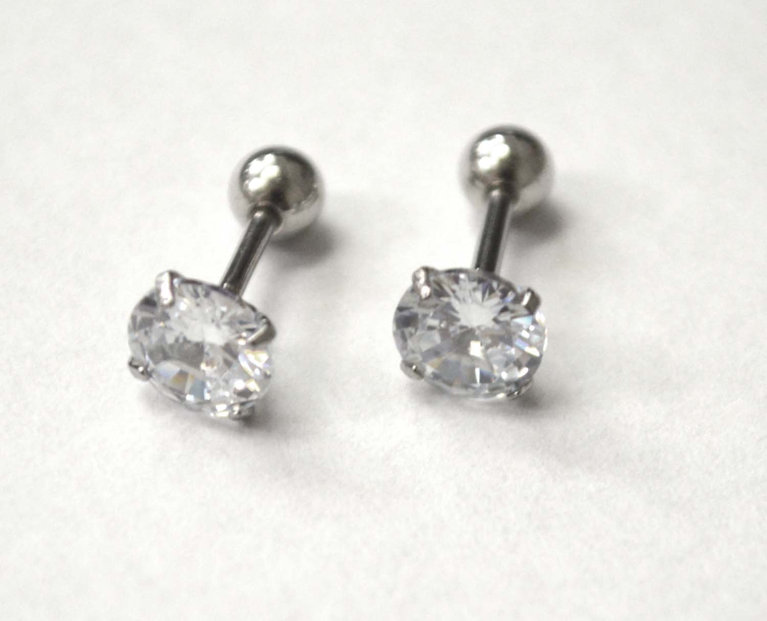 Screw Back CZ Stud Earrings (6mm)83-818-3
