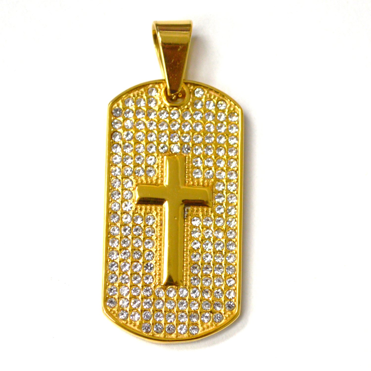 Cross with Stones Dog Tag Gold Plated 86-2816G