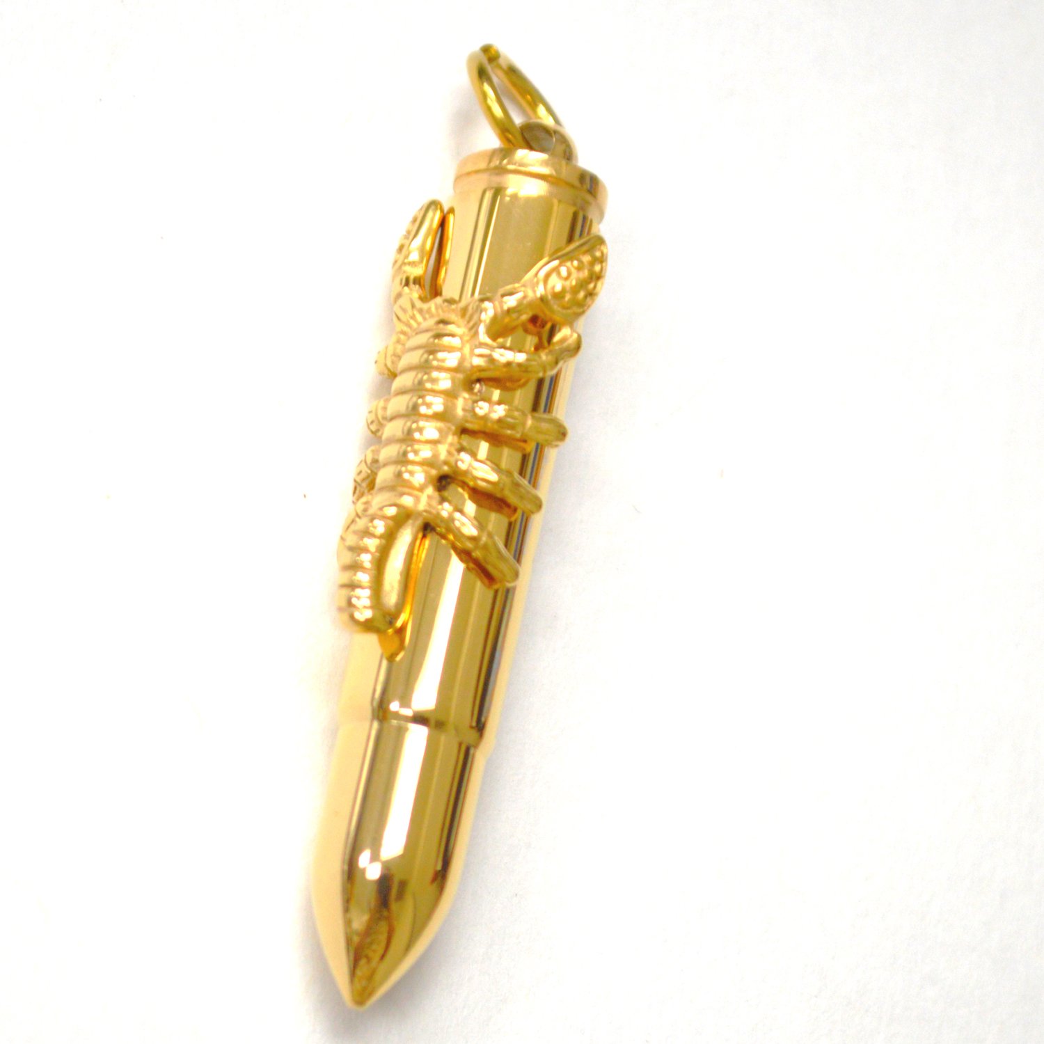 Bullet with Scorpion Gold Plated Pendant 86-3076G