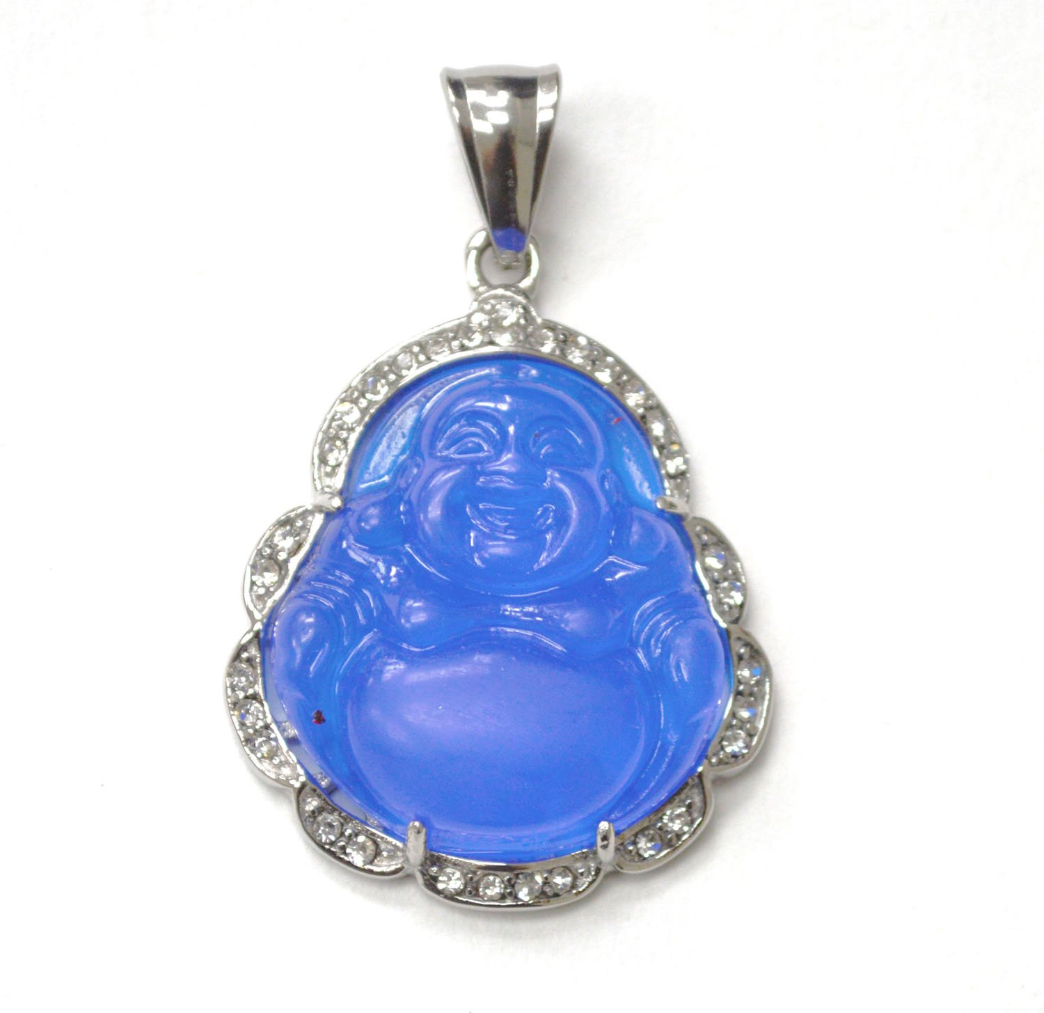 Buddha Jade Stainless Steel Pendant 86-2890S-Blue