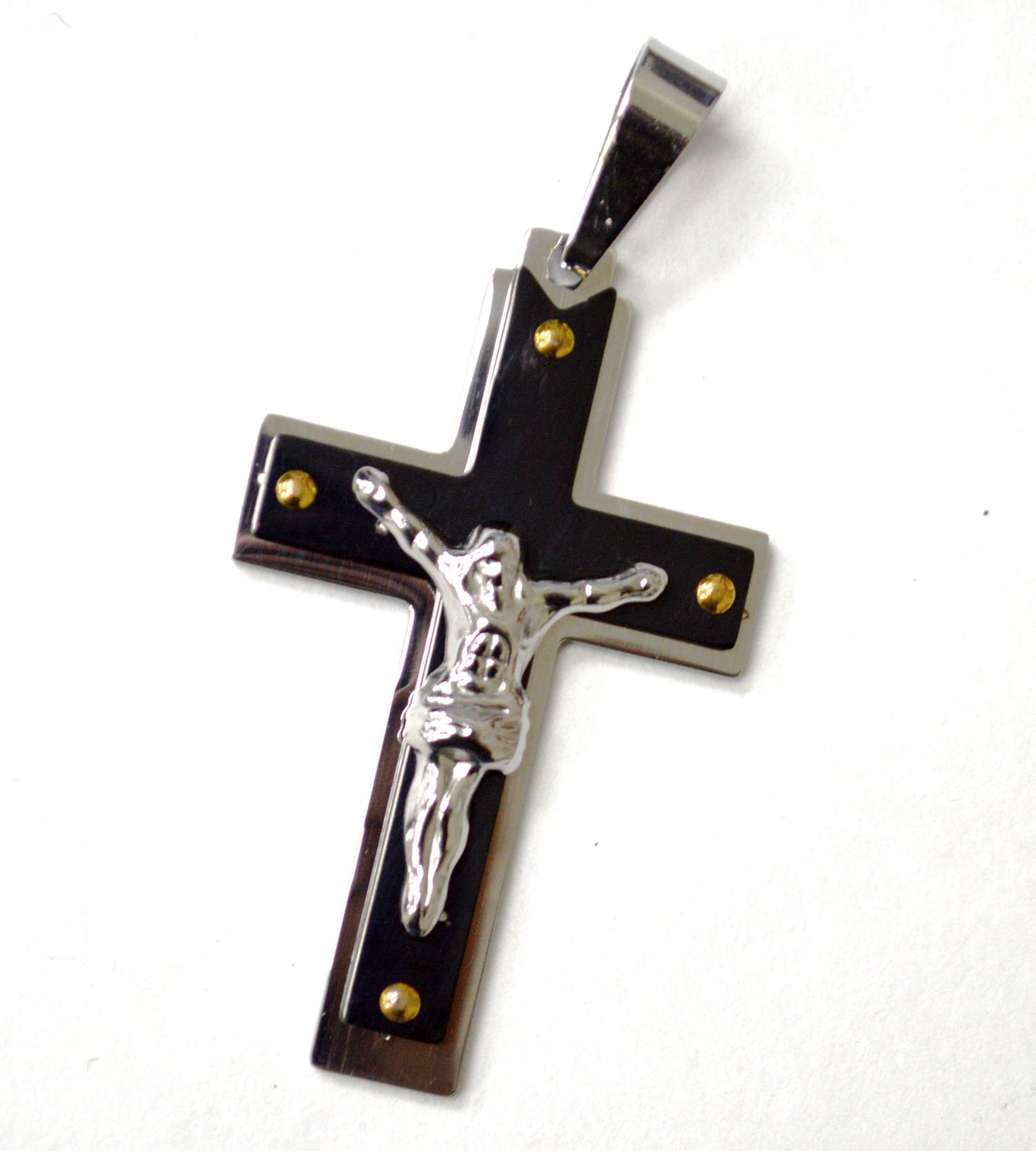Crucifix Cross Black Plated Pendant 86-2866B