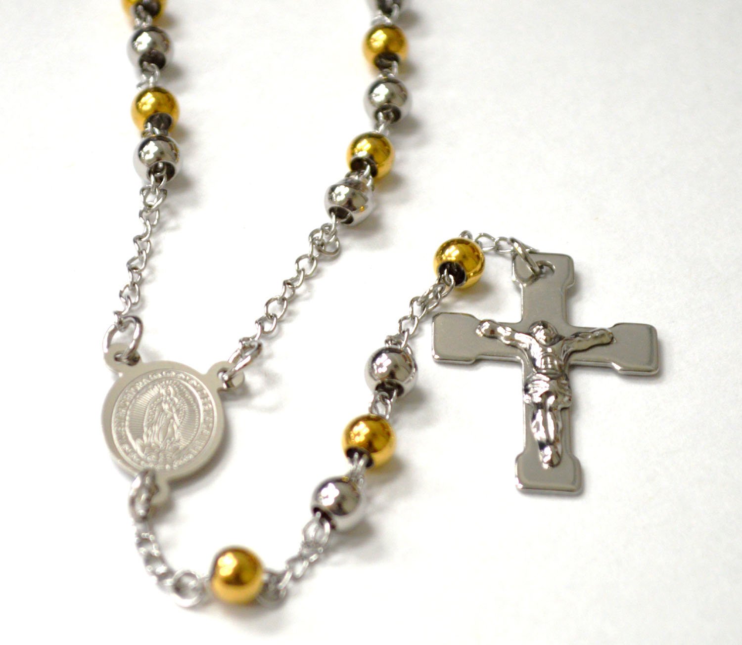 6mm 2 Tone Gold Plated Rosary 87-32-2T
