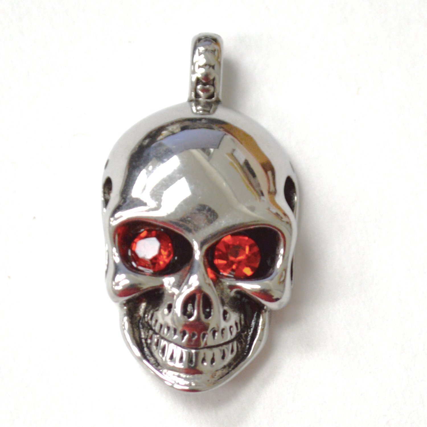 Skull Head with Red Eye Stainless Steel Pendant 86-1397S-S