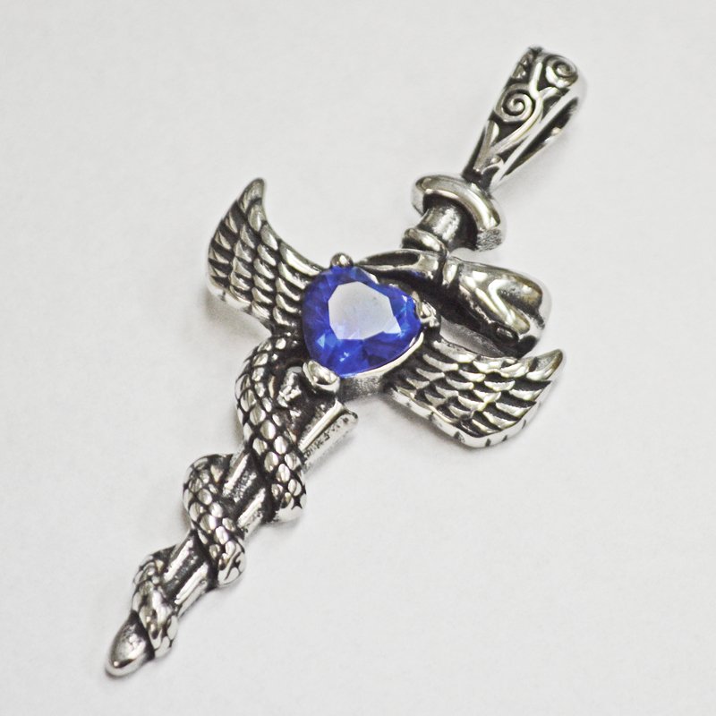 WING WITH SWORD Pendant 86-1716-Blue