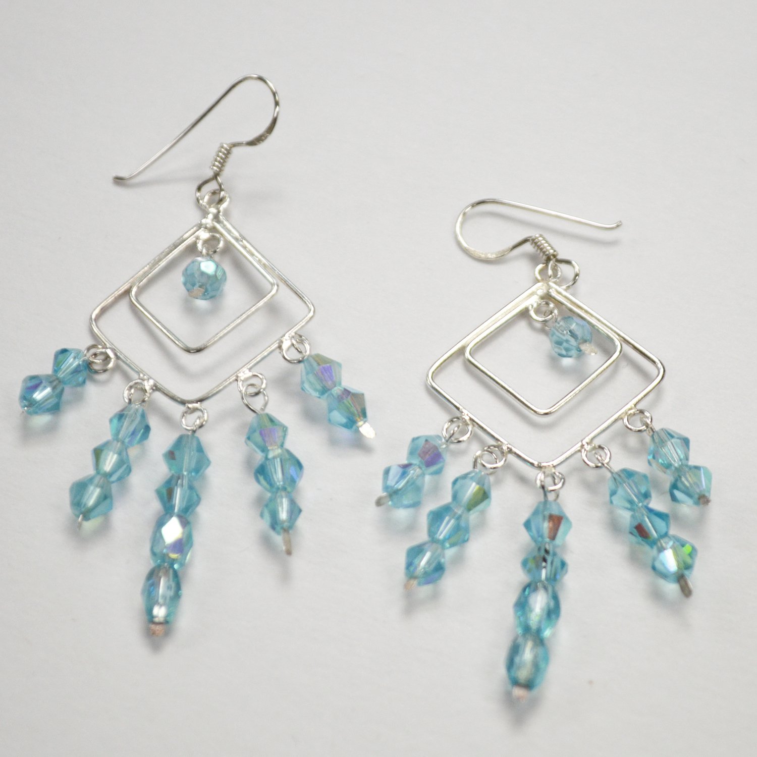 Crystal Stones Sterling Silver Earrings 53-4081-1