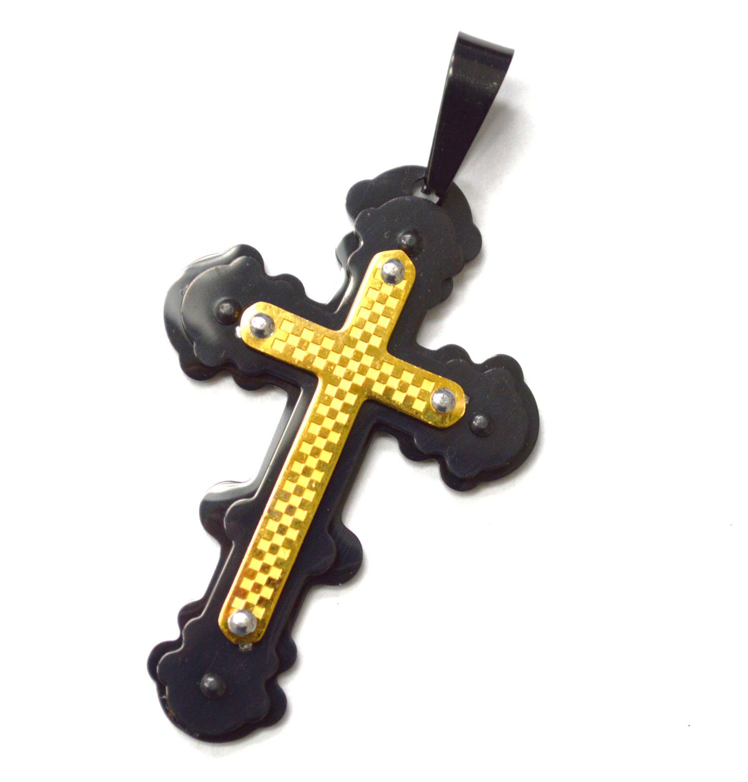 Cross 2 Tone Black Plated Pendant   86-961-2TB