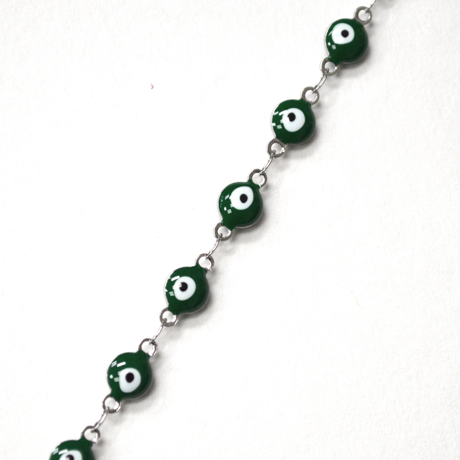 Eye Stainless Steel Anklet 82-1815S-Green