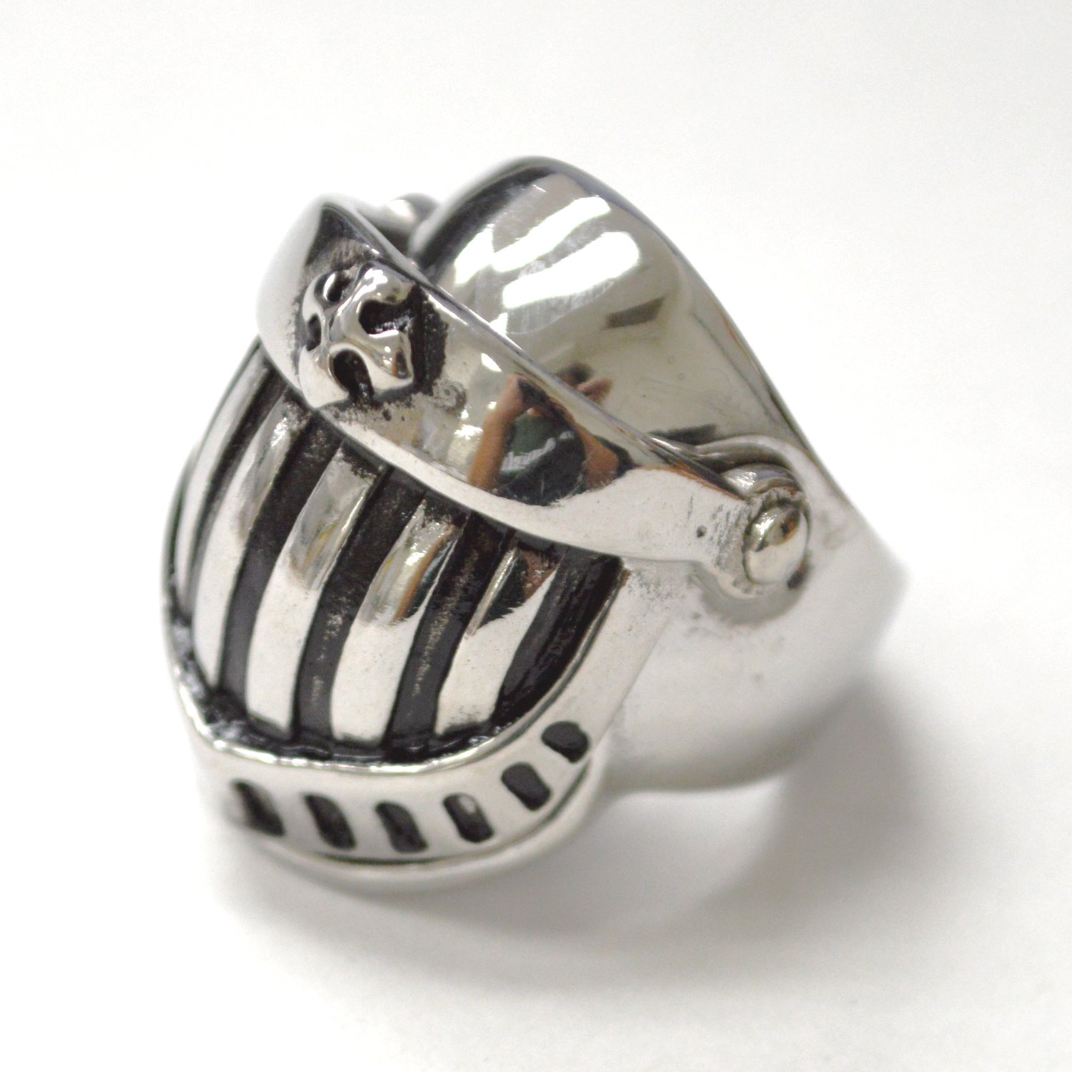 Openable Knight Helmet Stainless Steel Ring 81-1835