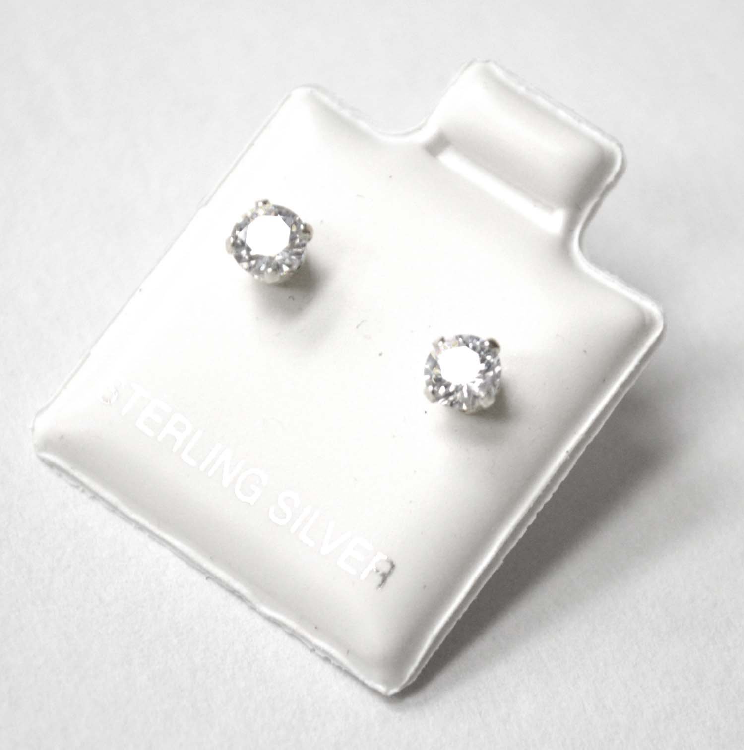 4 m.  Round CZ Stud Earrings 53-013-4