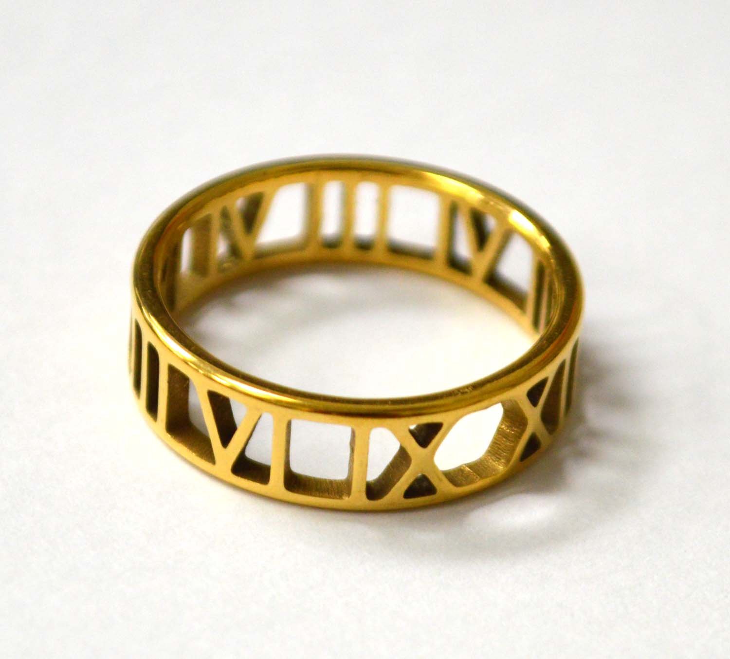 Roman Numeral Gold Plated Ring 81-1382G