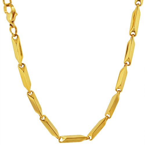 4mm Block Gold IP Plated Necklace 85-197G-4