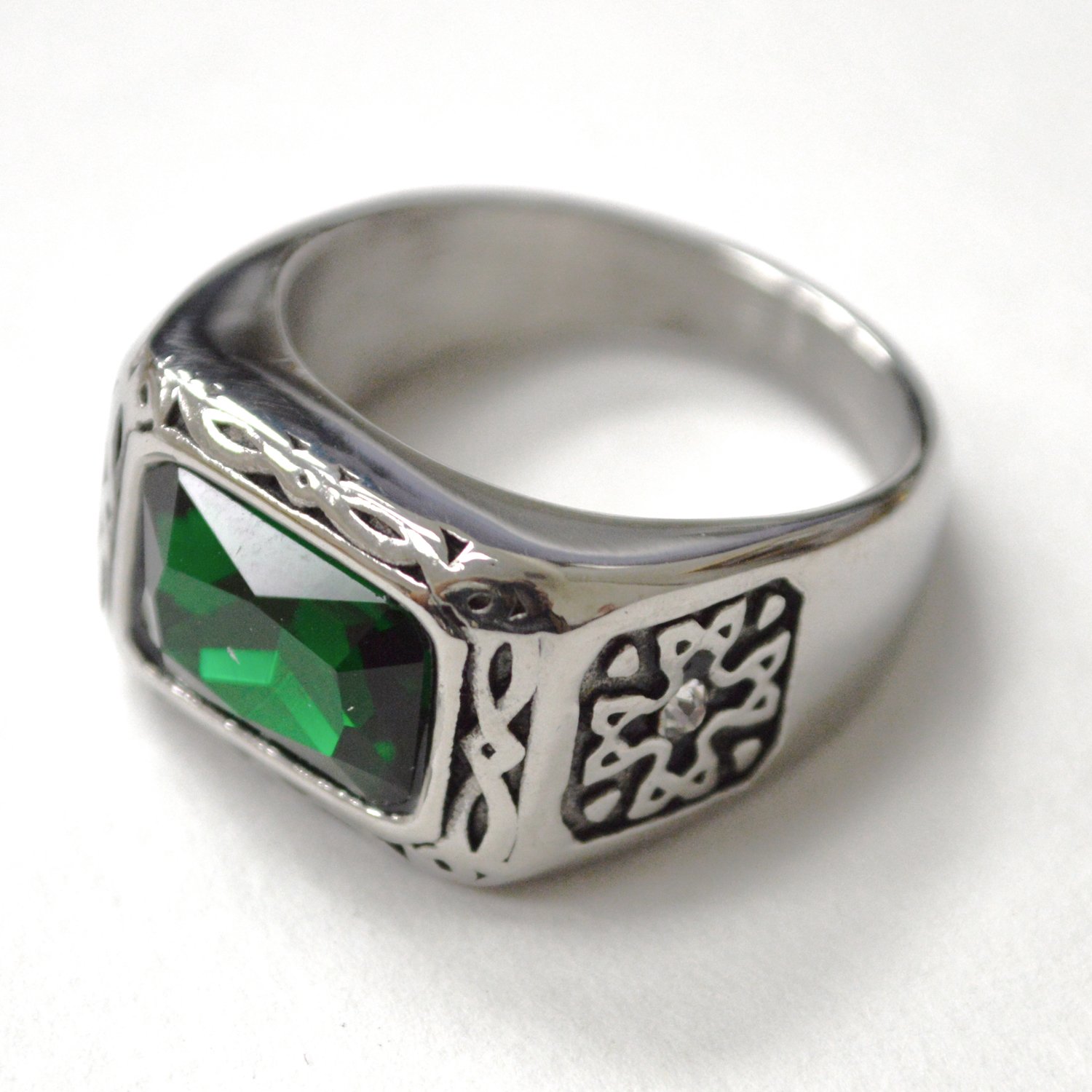Green Stone Stainless Steel Ring 81-1579 Green