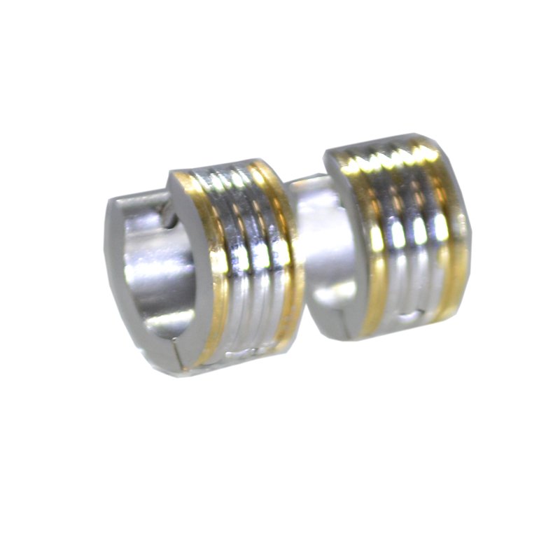 2 TONES HUGGIE EARRINGS