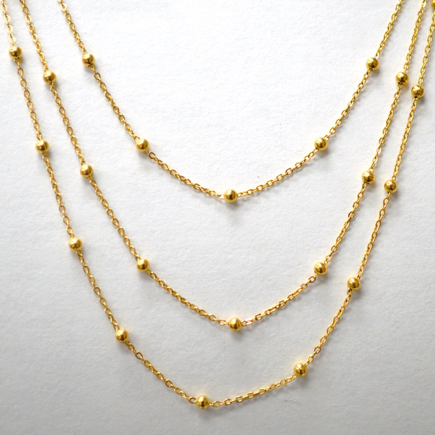 Beaded 3 Layer Gold IP Plated Necklace 85-311G