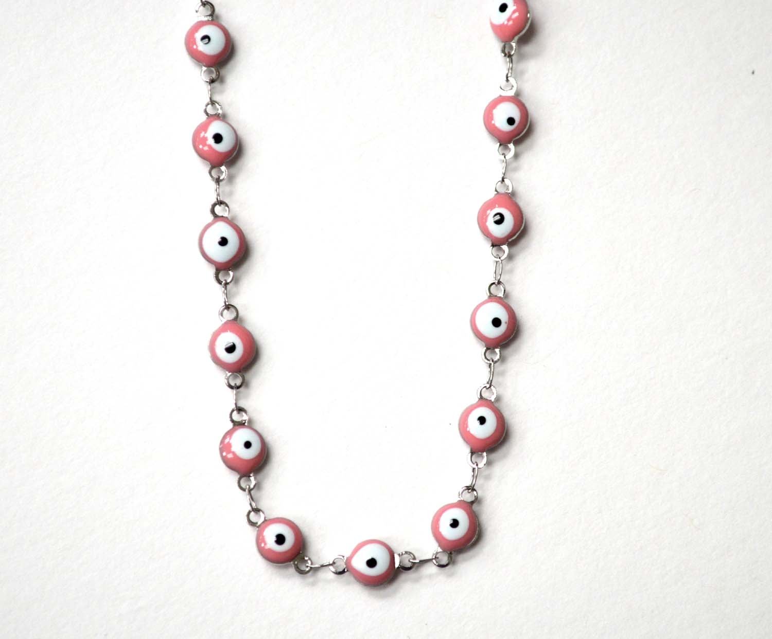 Eye Stainless Steel Necklace 85-1815S-Pink