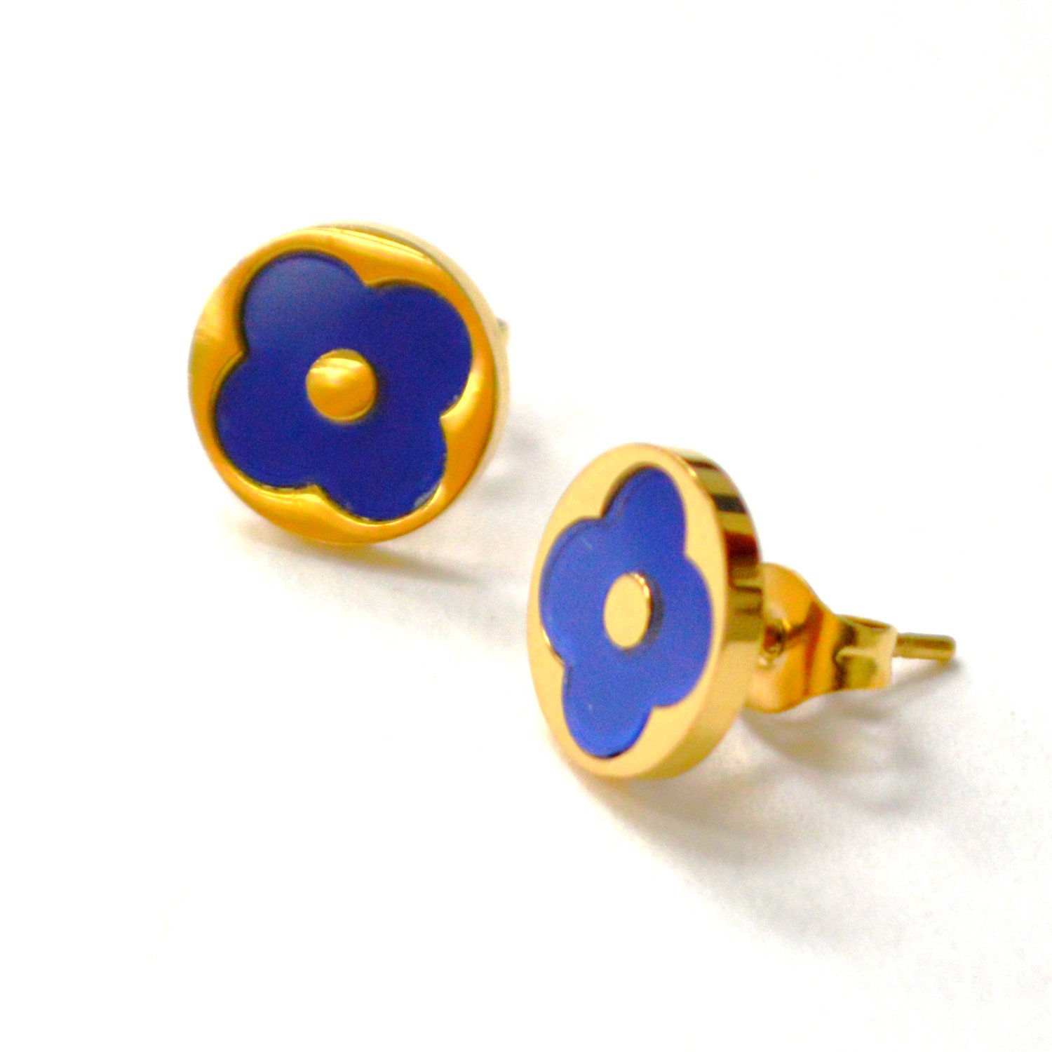 Designers Inspired Gold Plated Earrings 83-947G Blue