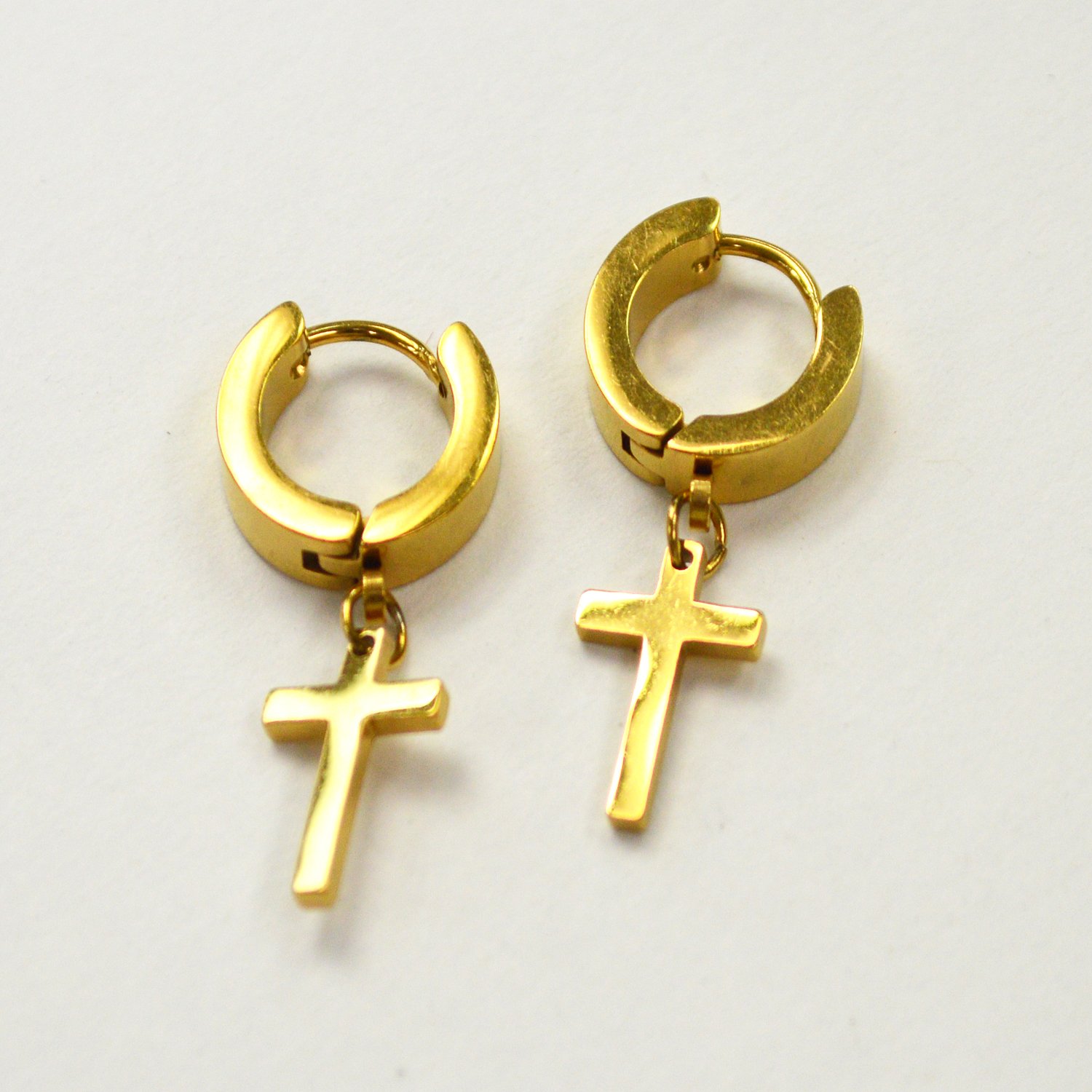 Dangling Cross Huggies Gold Plated 83-770G