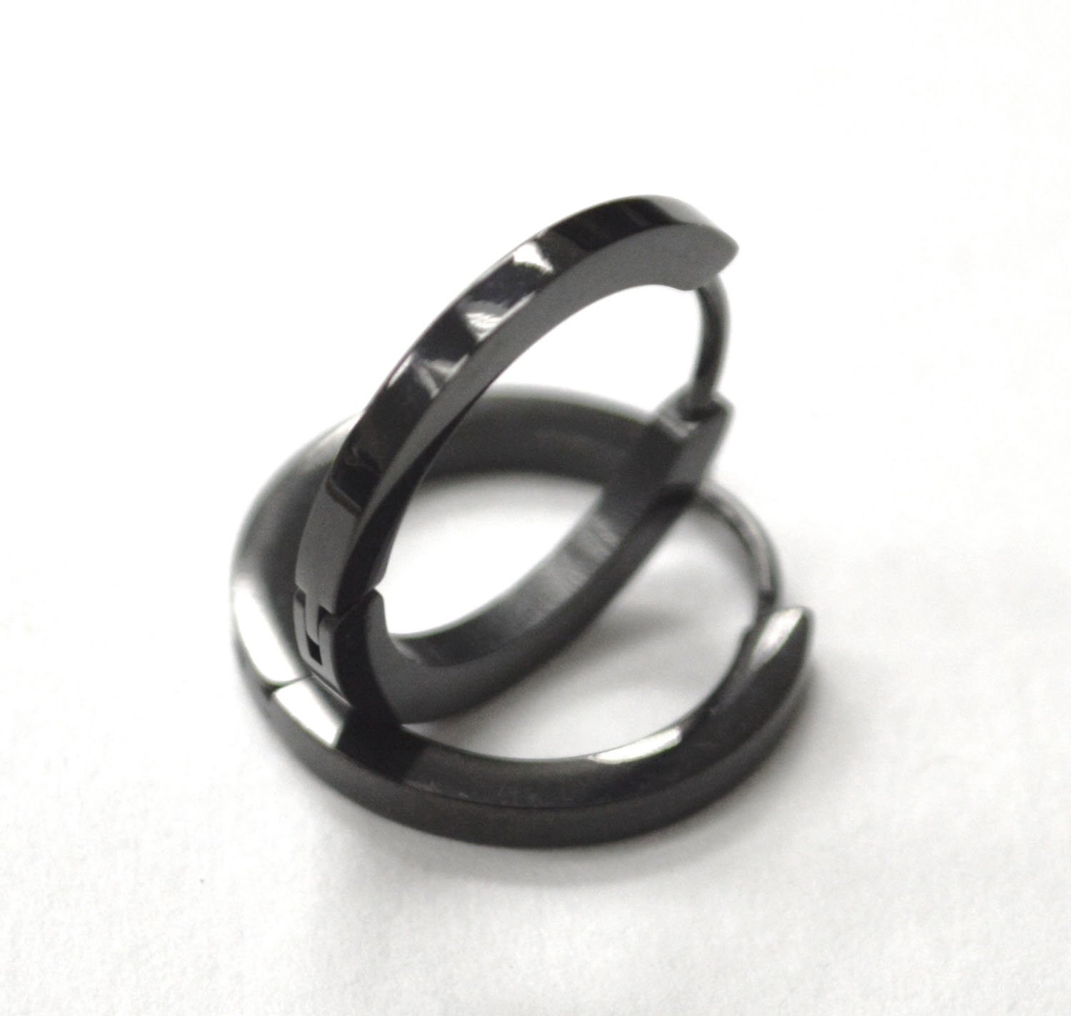 Black Plated Huggies Earring 83-919B