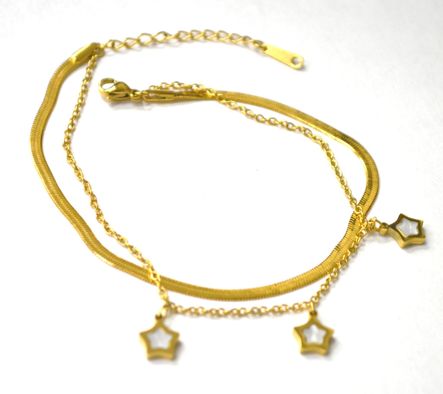 Stars Herringbone Link Gold Plated  82-1891G