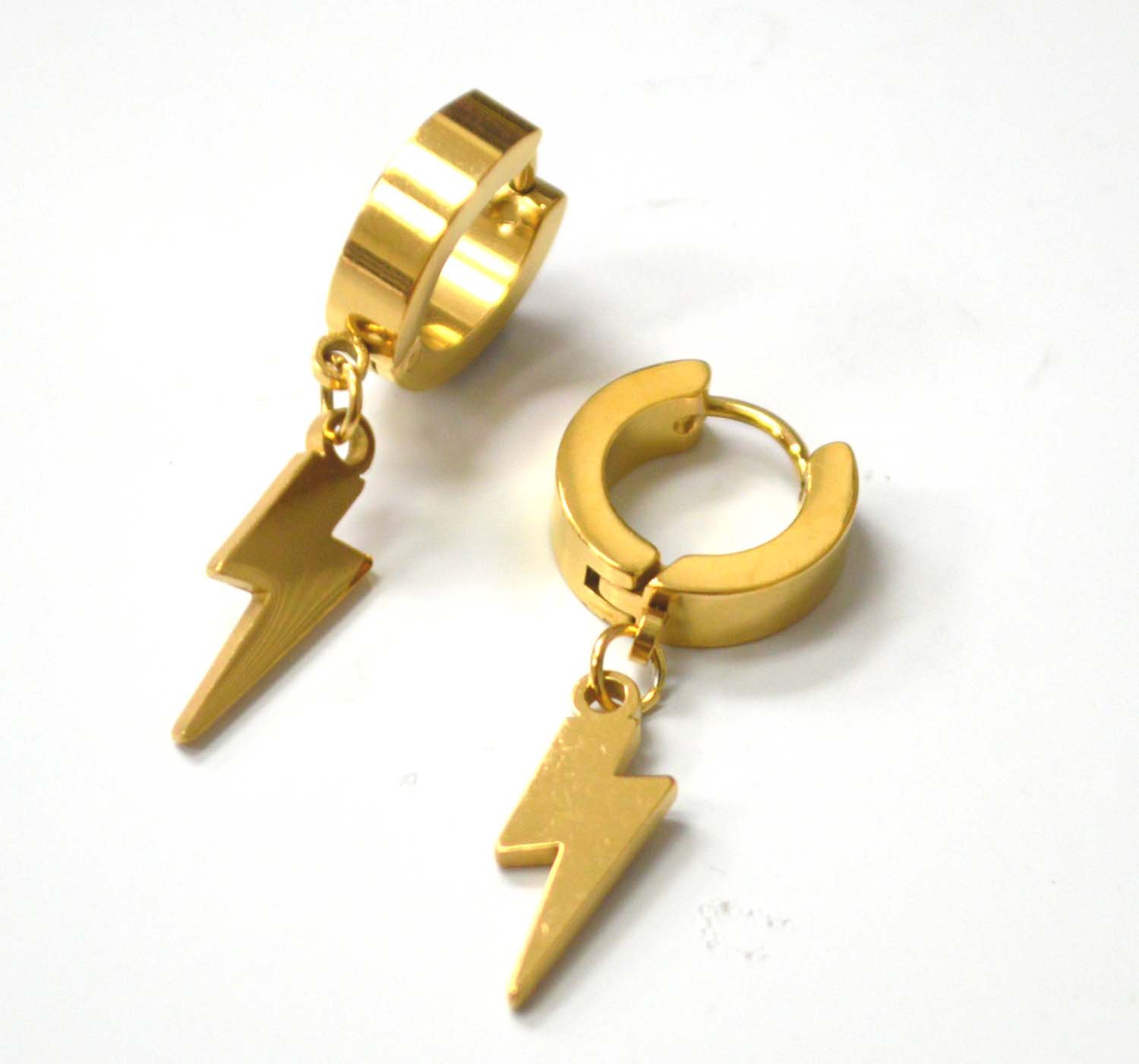 Lightning Bolt Gold Plated Huggies Earring 83-793G-4