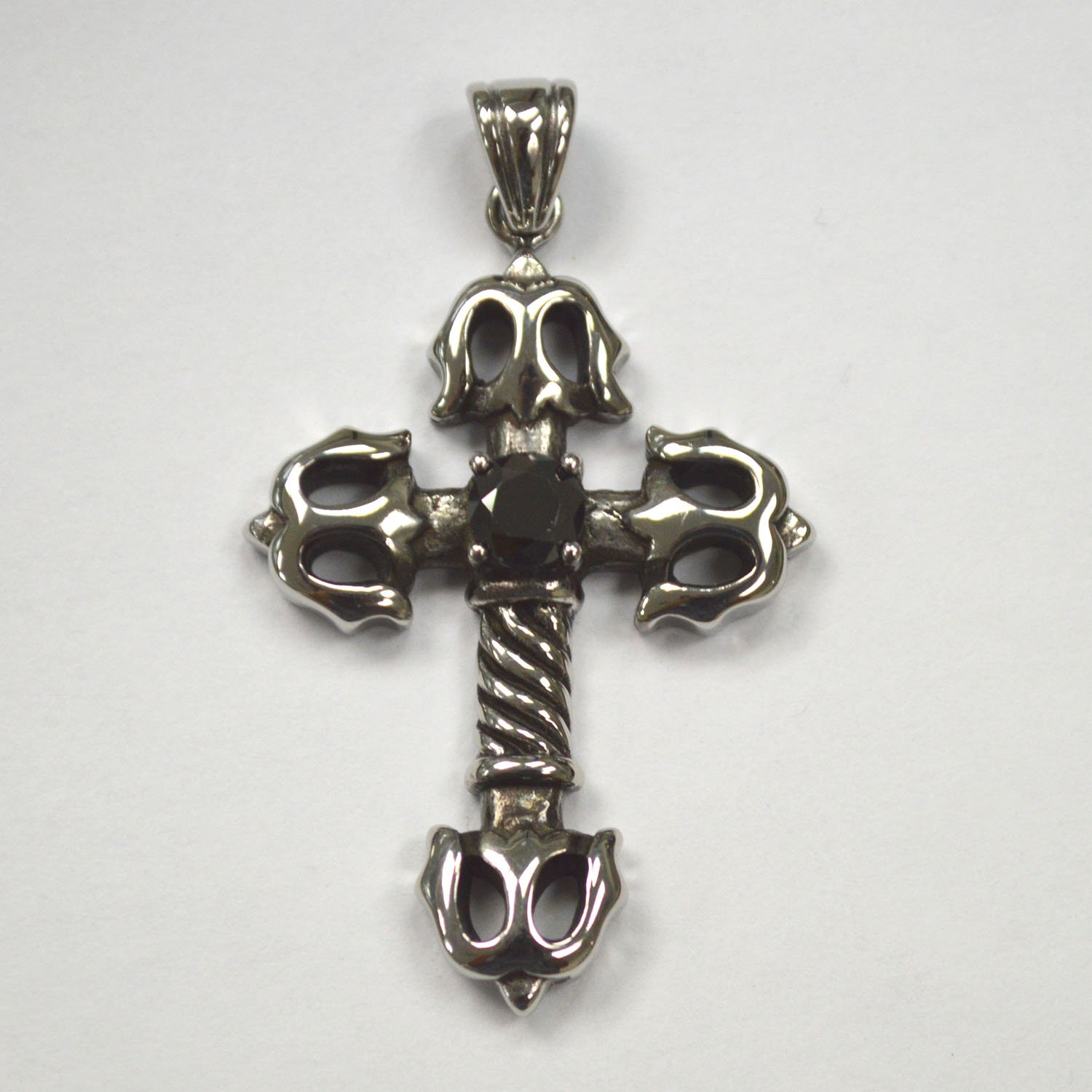 Cross with Black CZ Stone Pendant  86-709-Blk
