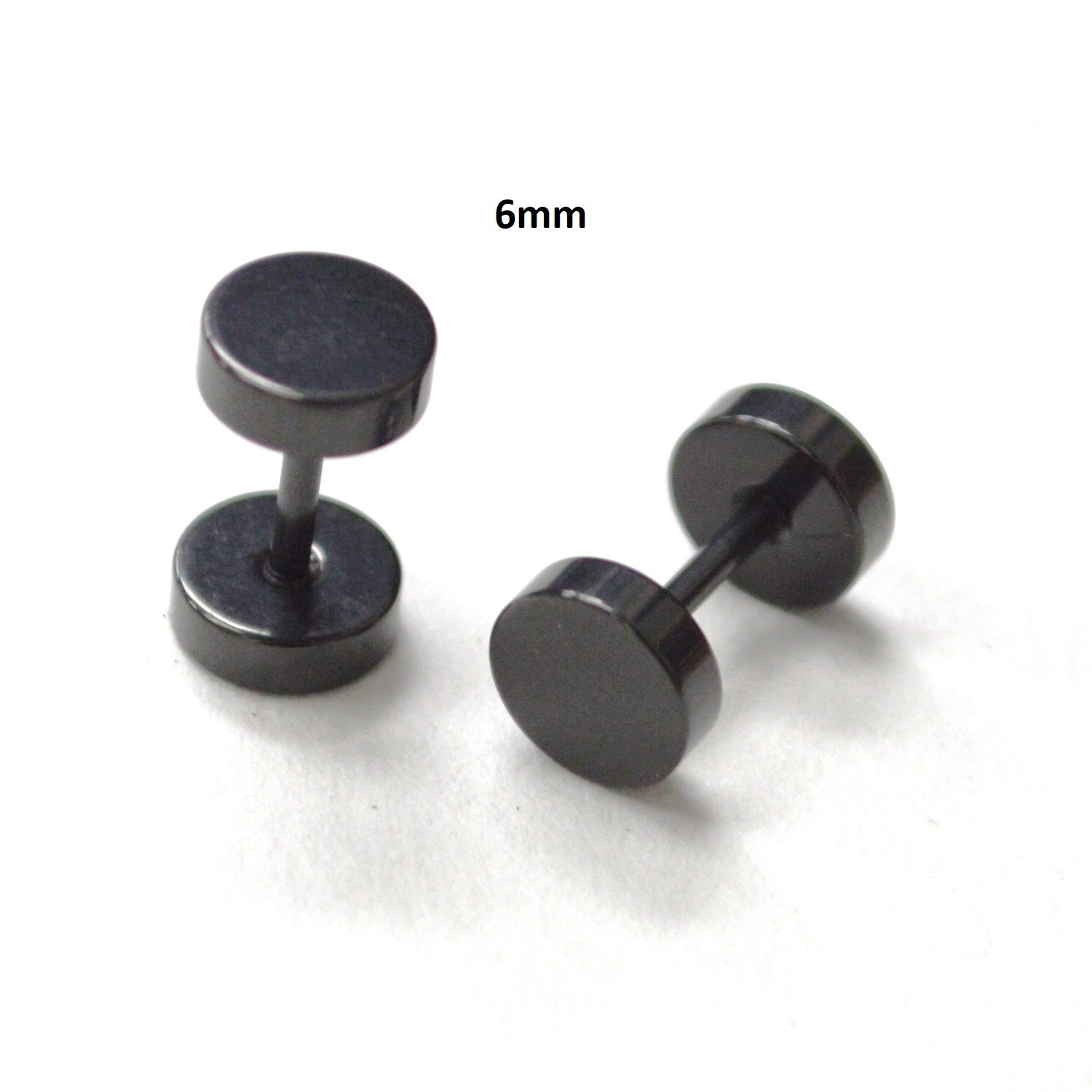Screw Back Black Plated Stud Earrings 83-819B-6 (3 prs)