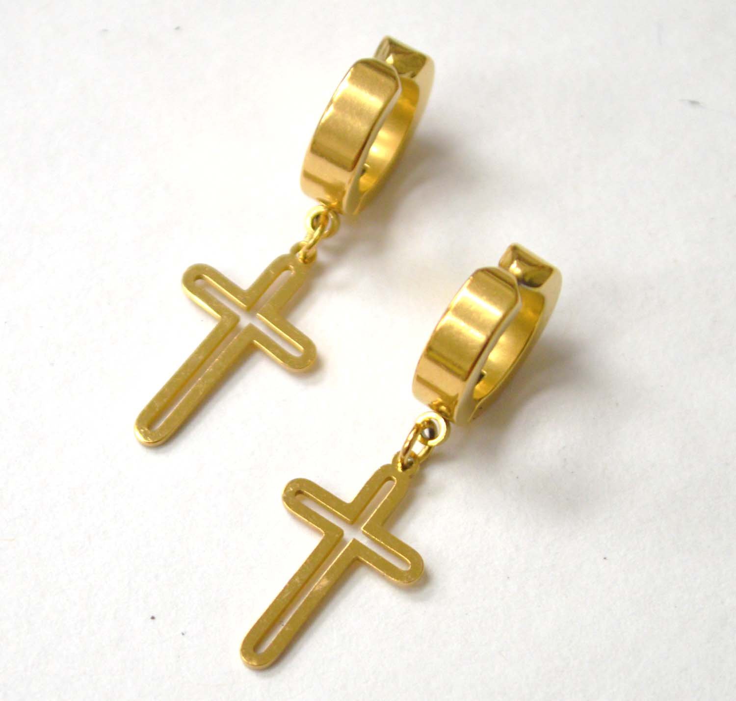 Clip On Cross Huggies Gold Plated 83-801G-1