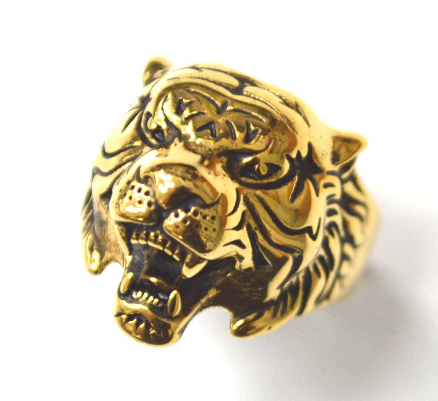 TIGER GOLD IP PLATED RING 81-1241G