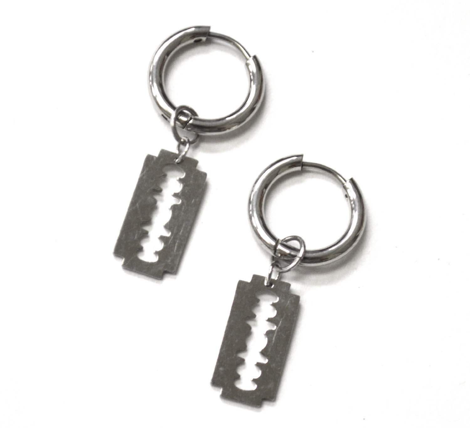 Hoops Earring with Blade Stainless Steel 83-846