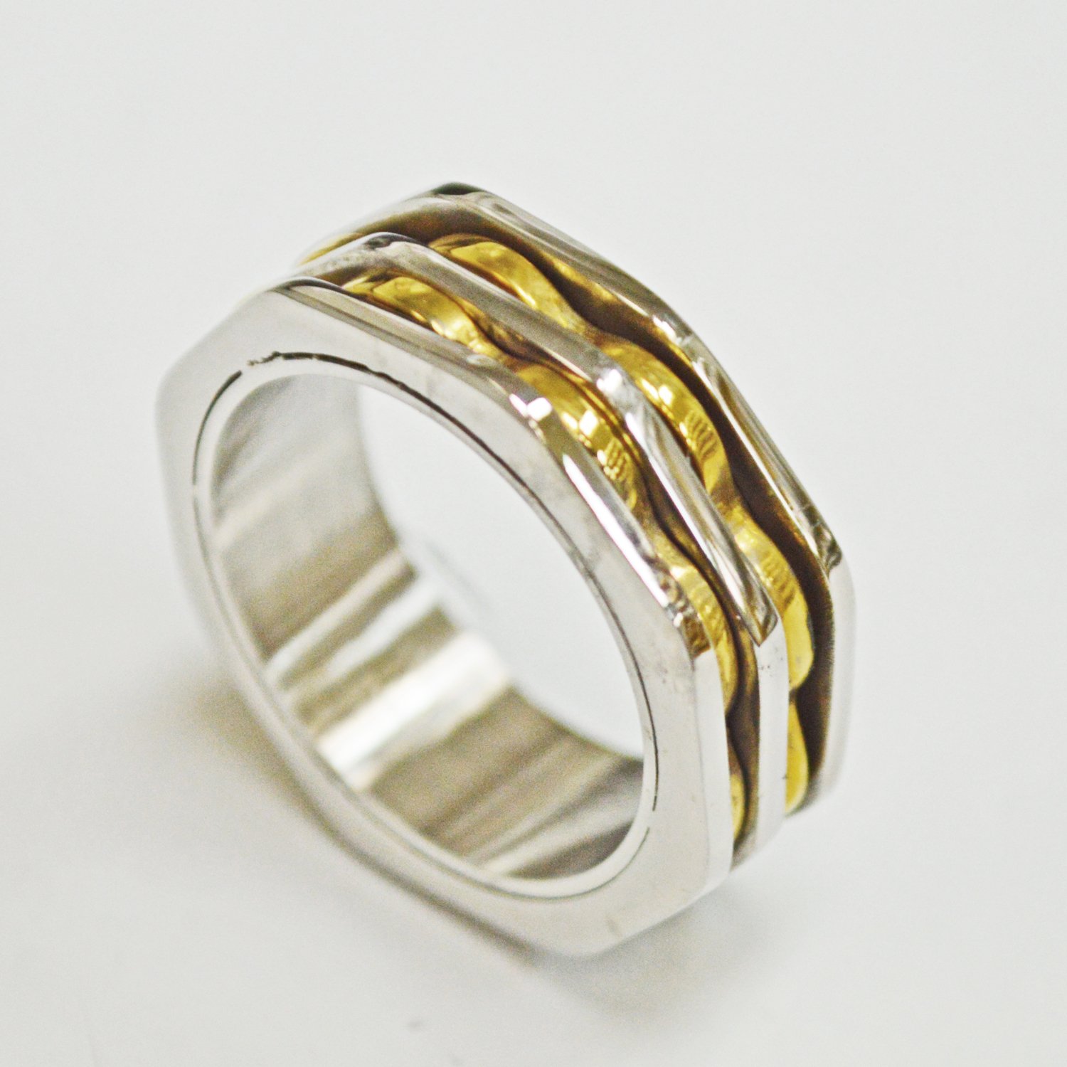 2 Line Gold Stainless Steel Ring (8mm) 81-1284G