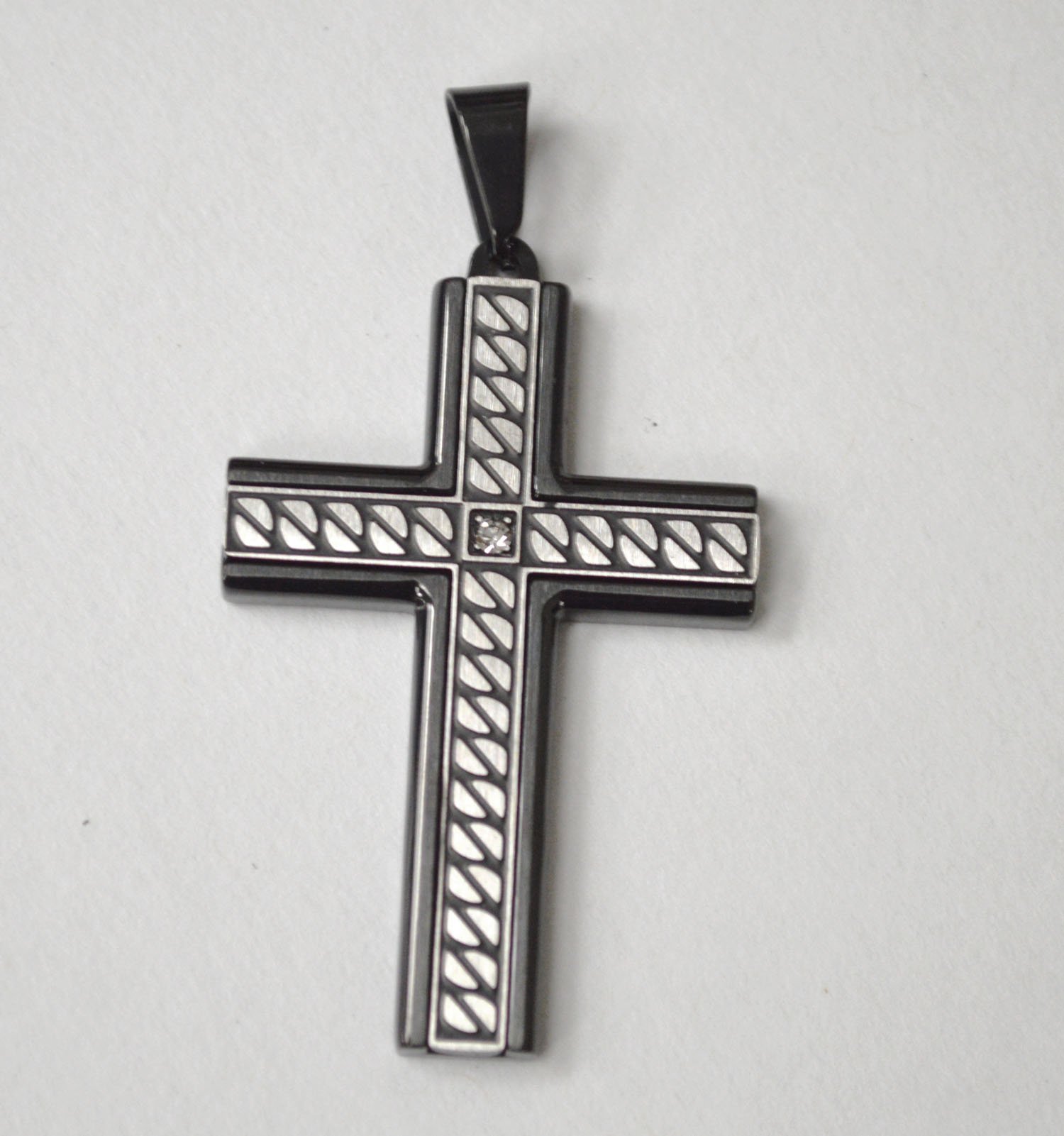 Cross 2 Tone Black Plated Pendant 86-2823
