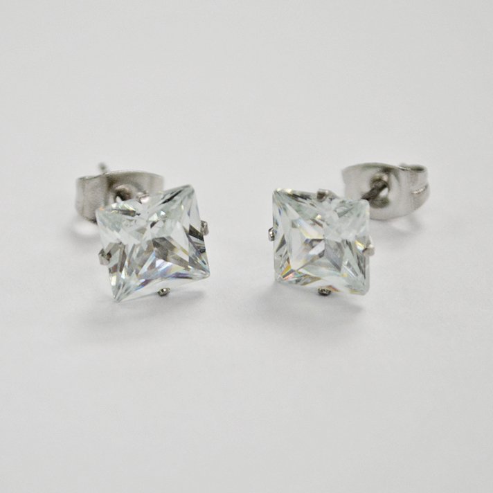 5mm Square CZ Earrings-10 Pairs 83-102-5