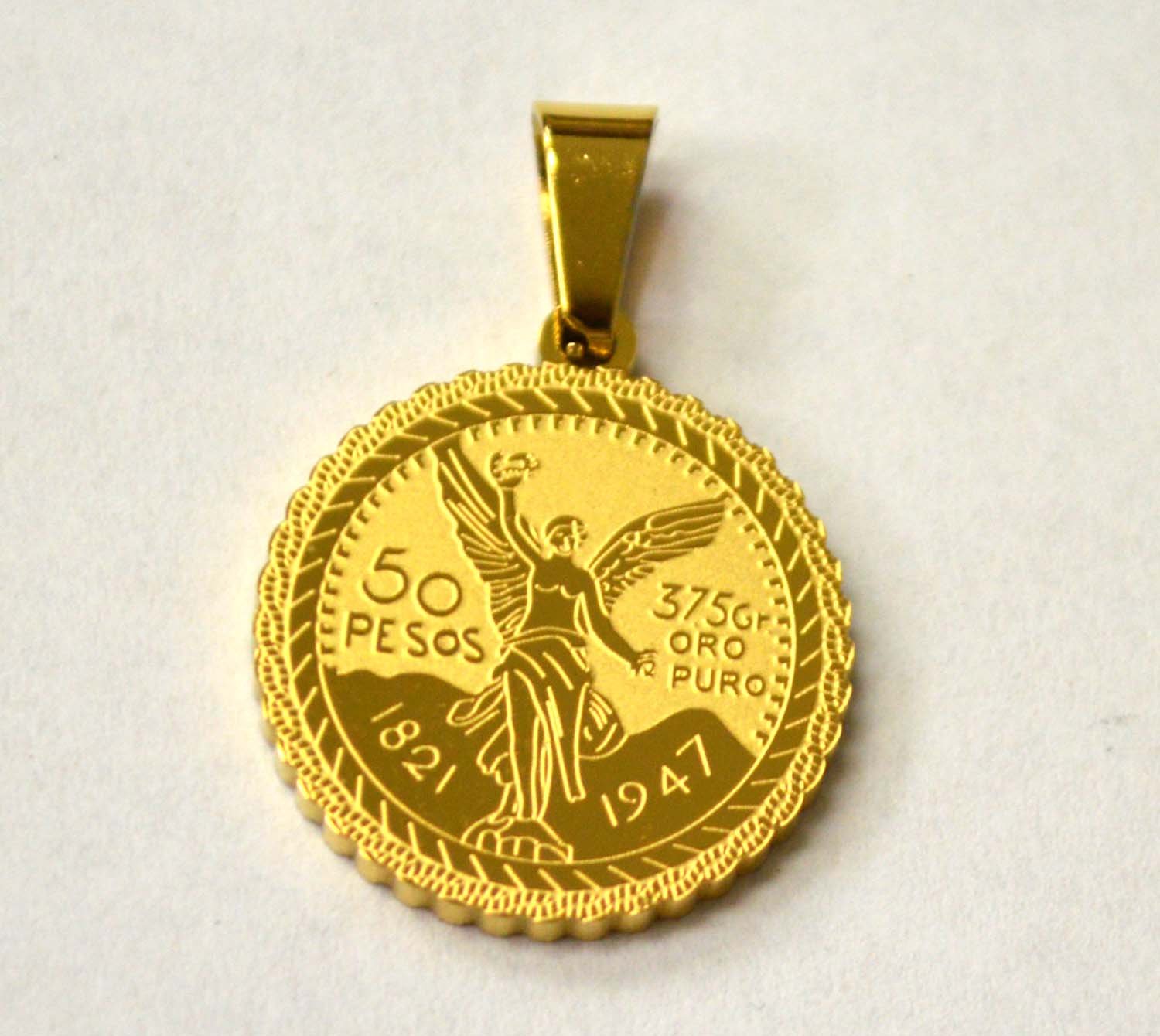 Mexican Coin Gold Plated Pendant (18mm) 86-2405G