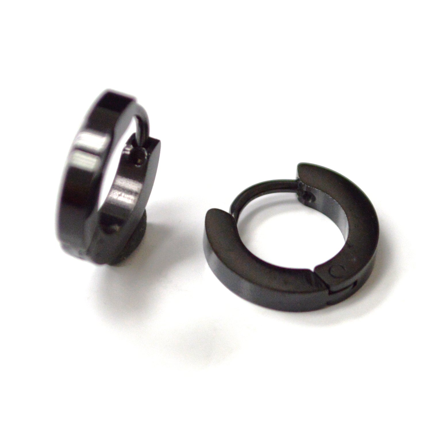 Flat Black Plated  Huggies Earring 83-619B