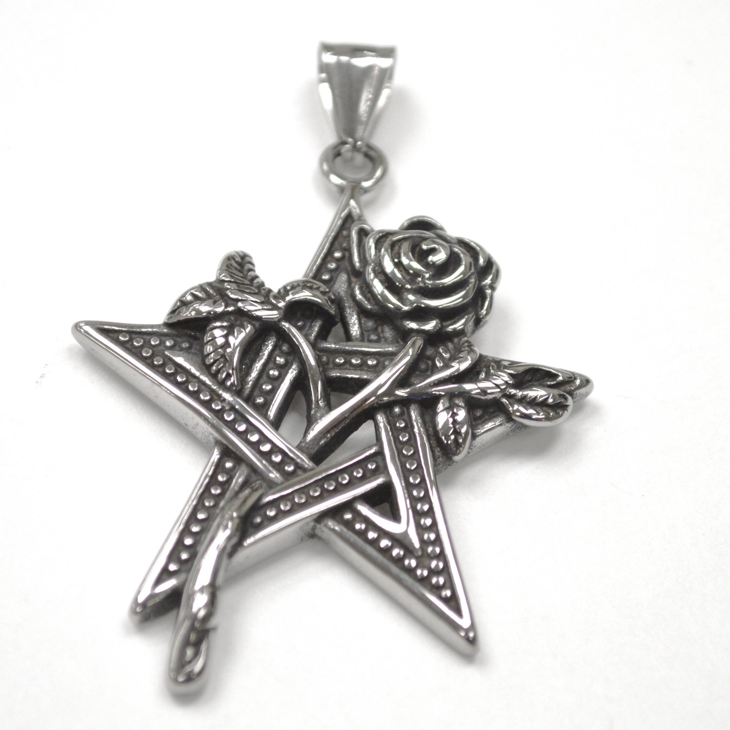 Pentagram Gothic Rose Pendant 86-2953