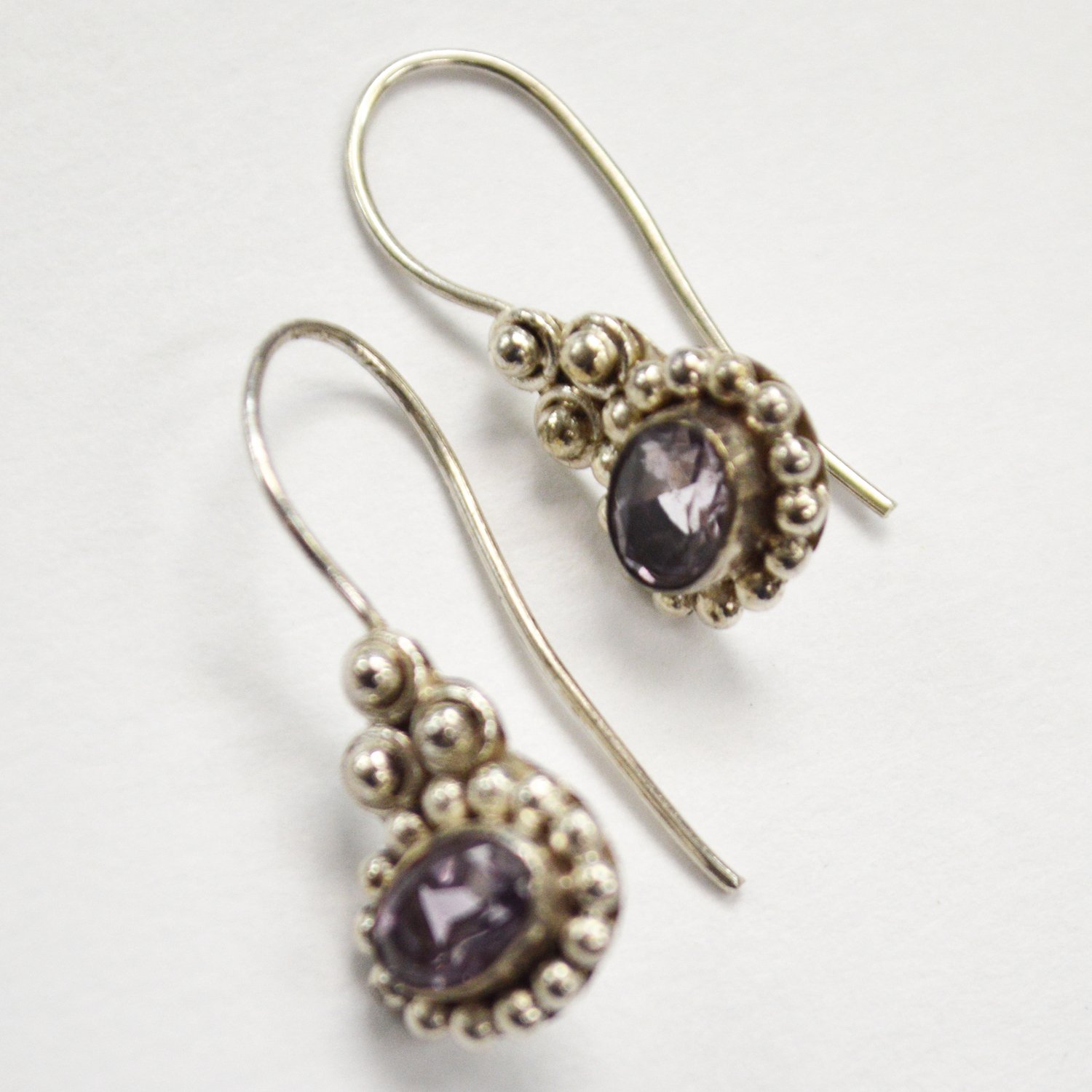 Amethyst Stone Sterling Silver Earrings 53-3025
